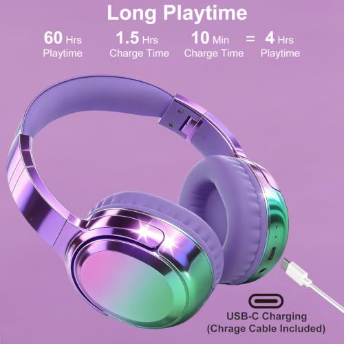Joysico Wired and Wireless Headphones Over Ear for Kids Teen Girls Women | 85/94dB Volume Limit, Bluetooth 6.0, Mic, 60H Playtime, Foldable, Aux Cord for School Travel, Headset for iPhone iPad Tablets