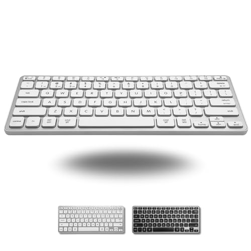 Macally Wireless Bluetooth Keyboard for Mac - Premium Multi Device Connectivity - Compatible Apple Keyboard for MacBook Pro/Air, iMac, Mac mini, iPad, Laptop, and PC - color: Silver