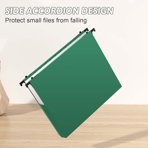 Plastic Hanging File Folders Expandable,12 Pack Heavy Duty Hanging File Folder Letter Size,2 Inch Expansion Extra Capacity Folders,Adjustable Tabs,Green Hanging Folder Designed for Bulky Files - color: Green