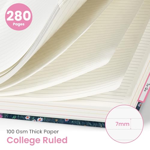 Large Spiral Lined Notebook for Work with Dividers & Tabs, 8.5"x11" Hardcover 5 Subject Notebook, College Ruled, 280 Pages, Twilight Bloom - color: A - Twilight Bloom