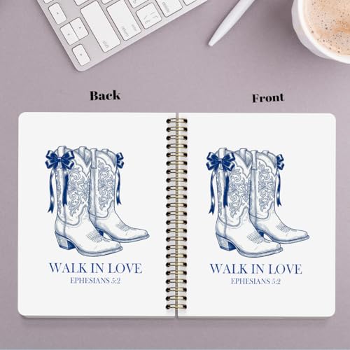 Christian Western Spiral Notebook Journal, Western Cowgirl Bible Notebooks for Note Taking, Cowgirl Gifts for Women, Christian Prayer Bible Journaling Hardcover Spiral Journal 5.8x8.3 Inches - color: Cowboy Boots