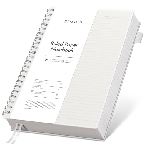 EMSHOI Lined Spiral Journal Notebook, 300 Pages, A4 Size (8.2'' x 11.2'') | College Ruled, 100 GSM Thick Paper, Flexible Plastic Cover, for School, Writing, Work, Office & Journaling (Transparent) - color: Transparent, size: A4