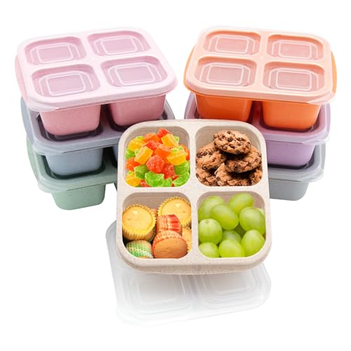 7 Pack Bento Lunch Box ，4 Compartment Snack Containers，Divided Meal Prep Lunch Containers, Kids/Toddle/Adults,Food Storage for School, Work and Travel - color: 7pack-Multicolor