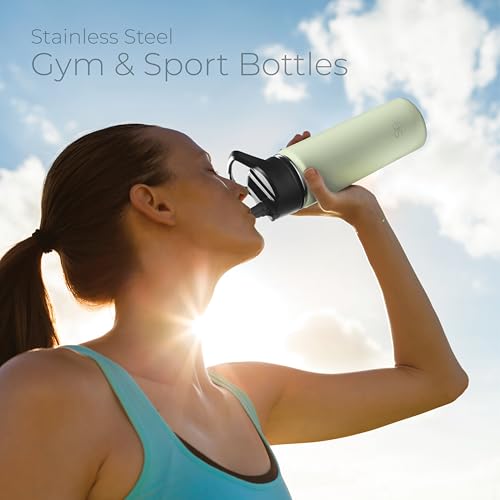 SipX™ 18 oz Insulated Water Bottle with 3 Lids – Leakproof Stainless Steel, Triple Insulated – Cold 24 Hours/Hot 12 Hours – Durable Bottle for School, Gym, Travel – Green - color: Green, size: 18 Ounces