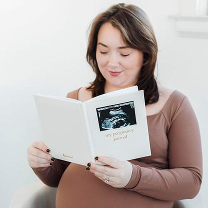 Pearhead Pregnancy Journal, Linen Guided Pregnancy Memory Book with Sonogram Photo Insert, Beige - color: Linen Pregnancy Journal
