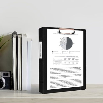 Ospelelf 3 Ring Clipboard Binder 1 Inch Leather for Letter Size (8.5" x 11"), Clipboard Binder with 5 Tab Dividers, Black - color: Black, size: Letter Size - 1 Inch