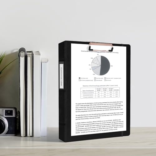 Ospelelf 3 Ring Clipboard Binder 1 Inch Leather for Letter Size (8.5" x 11"), Clipboard Binder with 5 Tab Dividers, Black - color: Black, size: Letter Size - 1 Inch