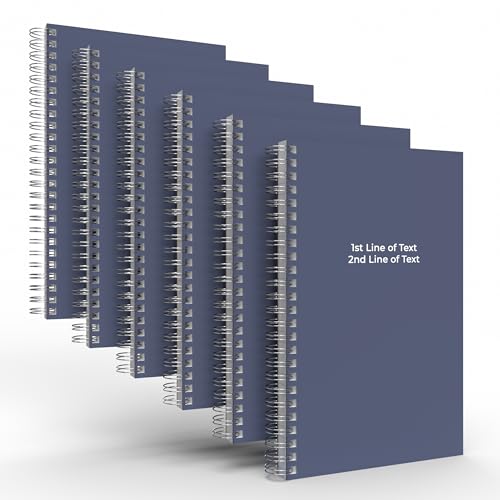 Custom Spiral Notebook Journals with a Navy Blue Colored Cover - 6 Pack of 5" x 8" – College Ruled, Hard Cover, 50 Sheets Per Book – For Journaling, Office, School Supplies, etc. - color: Navy Blue, size: 5" x 8"