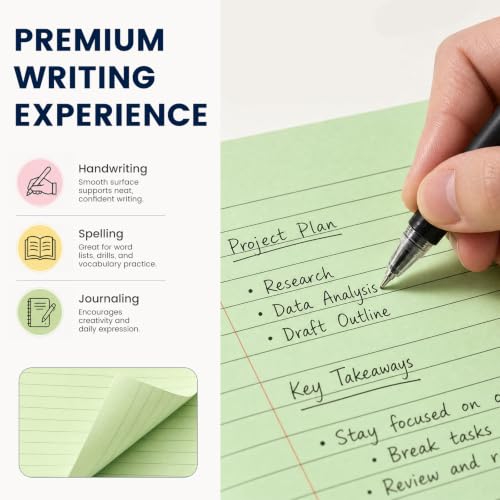Koogel Wide Ruled Loose Leaf Paper, 8 x 10.5 Inch Filler Notebook Lined Paper, 5 Color, 3 Hole Punch Lined Writing Notebook for 3 Ring Binders for College Essentials School Office Supplies, 300 Sheets