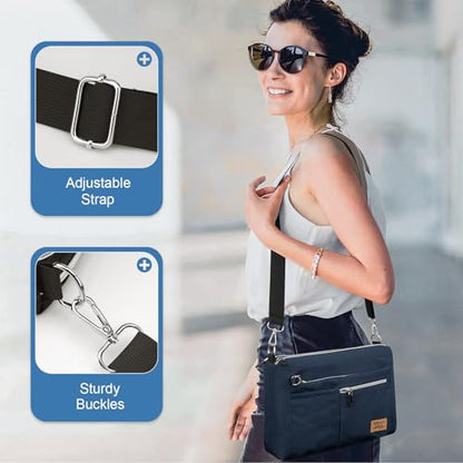 TiMOVO 9-11" Anti-Theft Tablet Sleeve with Strap for iPad, Indigo | Anti-Theft Design Tablet Bag with Shoulder Strap, Fits iPad 10.9"/10.2", Air 11/5th/4th Gen 10.9", Galaxy Tab A9+ 11" - color: Indigo