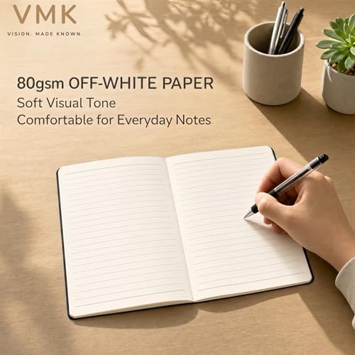 VMK 50 Pack A5 Wide Ruled Lay Flat Notebooks Bulk, Black Softcover | 30 Sheets/60 Pages Each, Thread-Sewn Binding, 80gsm Paper, 2 Bundles of 25 for Offices, Training, and Teams - color: Black