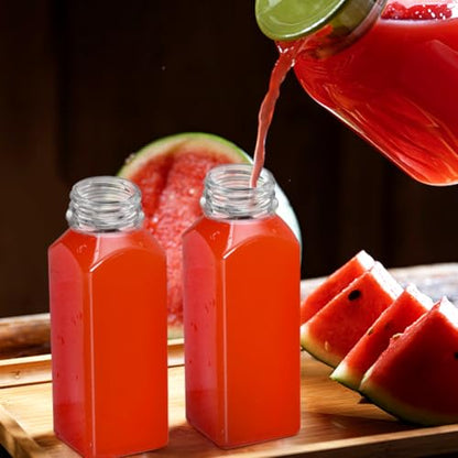 Leaflai Juice Bottles - 8oz Bottles with Lids, 12 pcs Plastic Juice Containers with Caps Reusable Drink Containers for Juice Milk Coffee Water Smoothie and Other Beverages,Christmas gift - size: 8oz