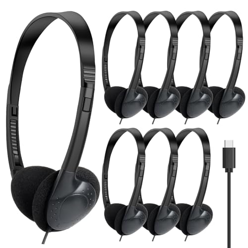 USB C Headphones Bulk for Classroom School Kids 20 Pack,On Ear | Wired USB Type C Headphones Class Set for Student Children Compatible with Pad Smartphones Tablet Chromebooks Testing Black - color: Black, size: 20 Pack