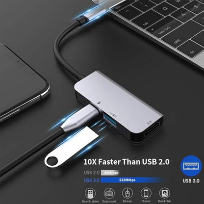 Small USB C HUB for Laptop, USB C Dongle for MacBook Pro, XPS | USB C Docking Station, USB C Splitter for iMac, iPhone 17, XPS, with Card reader+usb a to c adapter, 3-pcs set - color: C to HDMI