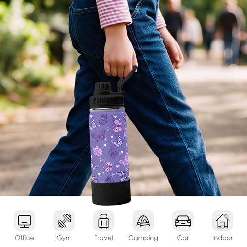Butterfly Water Bottle 18oz Stainless Steel Insulated Tumbler Coffee Travel Mug Cup Keeps Drinks Cold & Hot, Gifts for Butterfly Women Birthday - color: Butterfly
