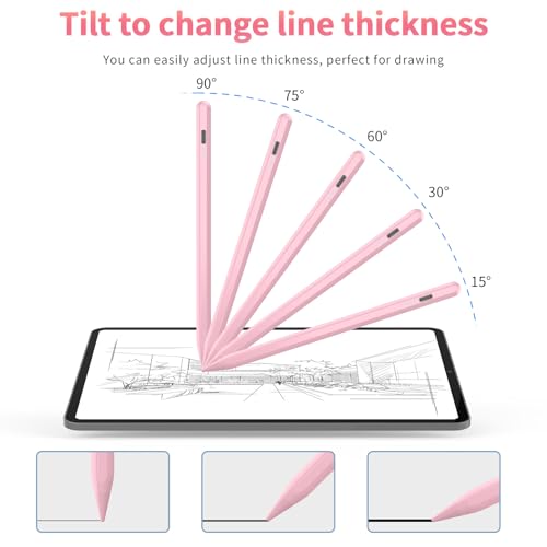 HZD Apple Pencil for iPad 2025-2018 Faster Charge Stylus Pen, Pink | with Tilt Sensitivity & Palm Rejection & Magnetic Compatible iPad 11/10/9/8/7/6, Pad Air 3/4/5, Pro 12.9"/11",Mini 6/5, M2/M4 - color: Pink