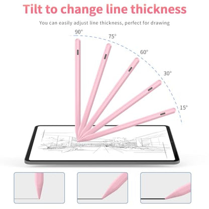 HZD Apple Pencil for iPad 2025-2018 Faster Charge Stylus Pen, Pink | with Tilt Sensitivity & Palm Rejection & Magnetic Compatible iPad 11/10/9/8/7/6, Pad Air 3/4/5, Pro 12.9"/11",Mini 6/5, M2/M4 - color: Pink