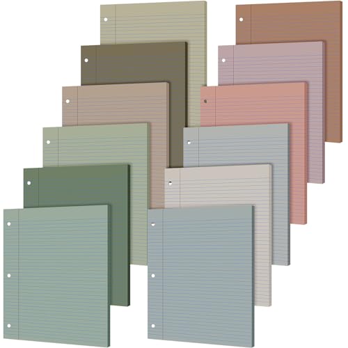 PerKoop 600 Sheets Colored Loose Leaf Paper 8.5" x 11" college ruled Lined 3 Hole Punched notebook Filler Paper for 3 Ring Binders Office School Supplies (Morandi Colors) - color: Morandi Colors