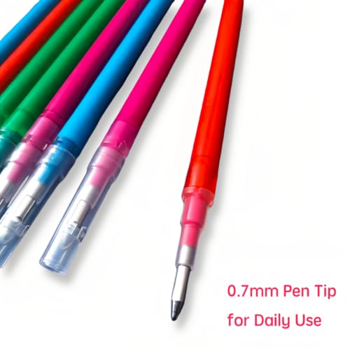 32-Pack 0.7 mm Erasable Gel Ink Pen Refills Compatible with Most Gel Pens, Smooth Writing Retractable Fine Point Pen Refill in 8 Assorted Colors