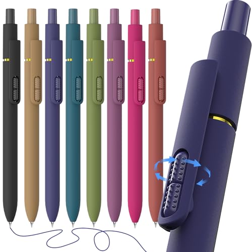 Hiacry 8 Pcs Gel Pens - 0.7mm Fine Point Quick-Dry Blue Ink Fidget Pens | Smooth Writing Pens, No Bleed, No Smear, Note Taking Journaling, School Office Supplies for Men & Women (Vintage 8Pcs) - color: Vintage Blue Ink -8pcs