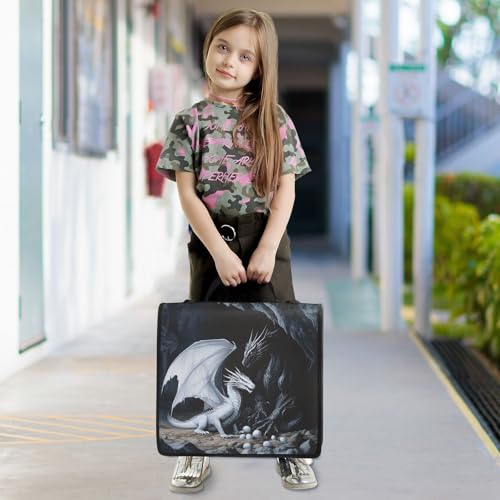 3 Ring Zipper Binder Black White Dragon Binders Bag with Shoulder Strap 500 Sheets Paper Organizer Trapper Keeper Documents Storage File Folder for School Office - color: A435