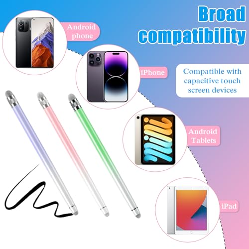 Bopomofo 3PCS Stylus Pen for Touchscreen,High Sensitivity & Precision | Metal Barrel,Fiber Tip,No Charging,Compatible with iPhone iPad Android Microsoft Surface Nintendo Switch Touch Screen - color: Purple/Pink/Green