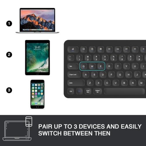 Keyboard, Wireless Bluetooth Keyboard, Multi-Device Ergonomic, Wireless, Compatible with Laptop/PC/Notebook/MacBook/Computer, for iPhone/iPad/iPad mini/iPad Air/Smart TV - color: BK