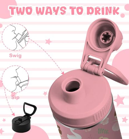 Gift for Ballerina Girls, 18oz Ballet Water Bottle with 2-in-1 Straw and Spout Lid, Dancer Dancing Kids Insulated Stainless Steel Tumbler Cup, Ballerina Gifts for School Teens Girls - color: Ballerina