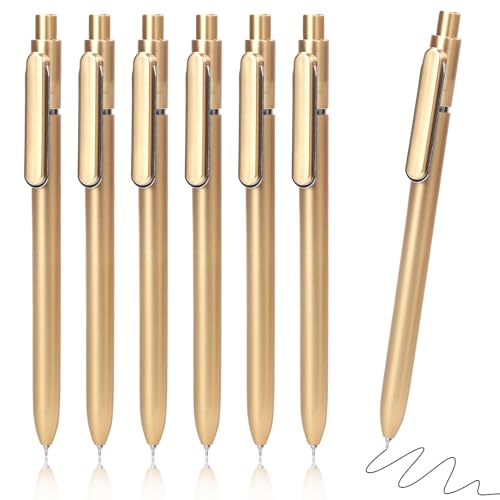 12 Pack Black Gel Pens 0.5mm Black Gel Ink Pens Bulk Quick Drying Pens,Gold | Retractable Roller Ball Fine Point Gel Pen,for Smooth Writing,ABS Case with Pocket Clip for Office ,Back To School - color: Gold, size: 1 Count (Pack of 12)