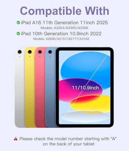 Hamile for iPad 11th 10th Generation Case with Keyboard - 7 Colors Backlit Wireless Detachable Folio Keyboard Cover with Pencil Holder for iPad 11-inch A16 2025 10th Gen 10.9 Inch 2022 (Lavender) - color: Lavender