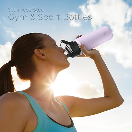 SipX™ 18 oz Insulated Water Bottle with 3 Lids – Leakproof Stainless Steel, Triple Insulated – Cold 24 Hours/Hot 12 Hours – Durable Bottle for School, Gym, Travel – Purple - color: Purple, size: 18 Ounces