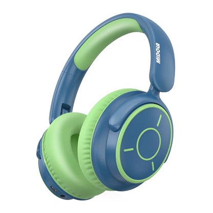 MIDOLA Kids Bluetooth Headphones 68H Play Time,Volume Limit 85/94dB, Foldable Lightweight Wireless Over-Ear Headphone for Kid Toddler Child Pad Tablet,Headsets with Built-in Mic Green Blue - color: Deep Blue