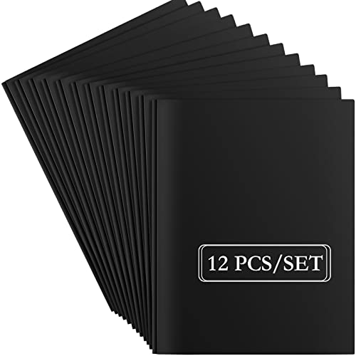 ViVin 12 Pack Plastic Folders with Pockets and Prongs, Heavy Duty 2 Pocket Folders with 3-Prong Fasteners, Poly File Holds 8-1/2" x 11" Paper for School Office Home (Black) - color: Black, size: 12 PACK