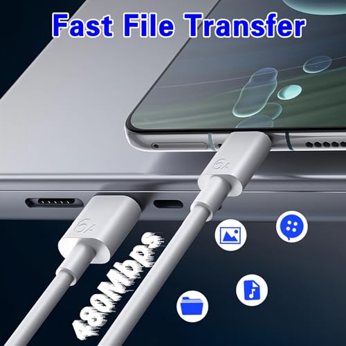 5pack USB A to C Cable 60W【5 * 3.3Ft】 Fast Charging 6A Quick Charger Cord, Compatible with iPhone 17/16/15,Samsung Galaxy S10 S9 S8 Plus, Note 10 9 8, LG V50 V40 G8 G7 (White) - size: 3.3ft+3.3ft+3.3ft+3.3ft+3.3ft
