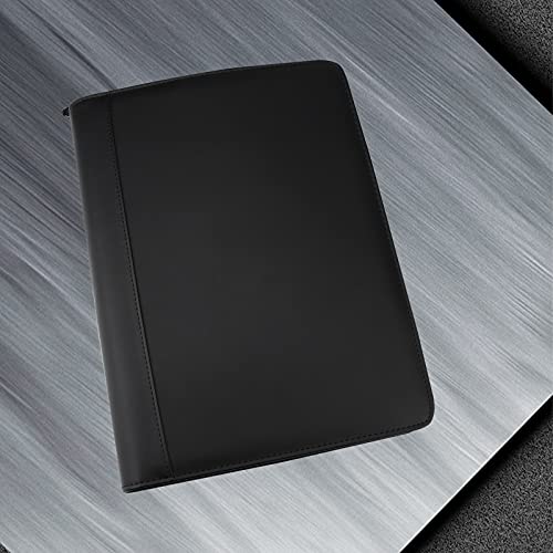 Zippered Portfolio 3 Ring Binder with 8 Pockes, Leather Business Padfolio with Zipper, A4 Document Binder Organizer for School Office