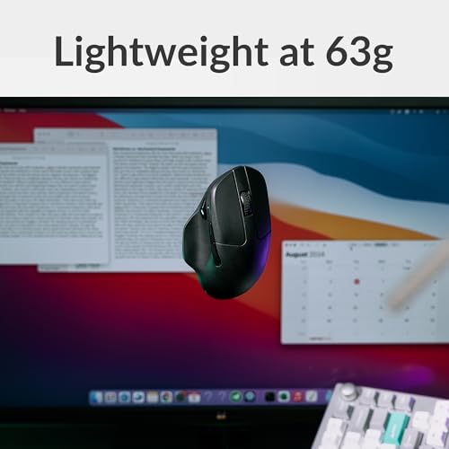 Keychron M7 Wireless Computer Mouse, 26K DPI Optical Computer Mouse, 2.4 GHz/Bluetooth/Wired with Macro Button 63g Lightweight Ergonomic, Up to 70 Hours Worktime for Laptop macOS/Windows - Black - color: Black, style: 1K Polling Rate