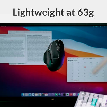 Keychron M7 Wireless Computer Mouse, 26K DPI Optical Computer Mouse, 2.4 GHz/Bluetooth/Wired with Macro Button 63g Lightweight Ergonomic, Up to 70 Hours Worktime for Laptop macOS/Windows - Black - color: Black, style: 1K Polling Rate