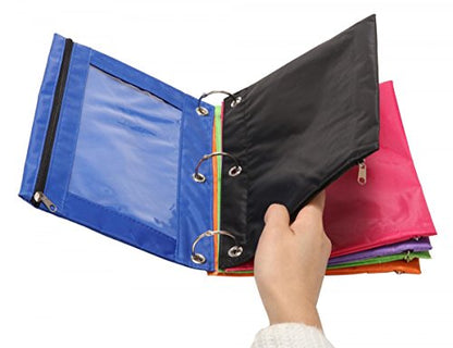 24 Packs 3 Ring Binder Pen Pencil Case Pouch Bulk Set Stationery Bag for School Class Office Black - color: black