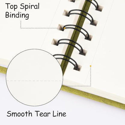 8.3x5.8 Sketch Book, Top Spiral Bound Sketch Pad, 60sheets 92lb/150gsm Nature White Paper, Acid-Free Mixed Media Paper for Painting, Dawing & Art Supplies.N-Green - color: TopSpiral-NatureWhite-Green