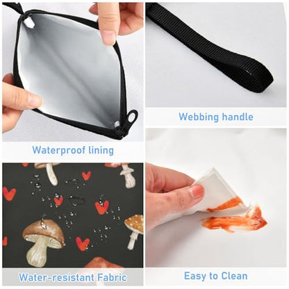 Reusable Food Storage Bags Mushrooms Black Print 3 Pack Set Lunch Bag Compact Sandwich Snack Bag Small Medium Large for Lunch, Travel & Organization - color: Bag 2
