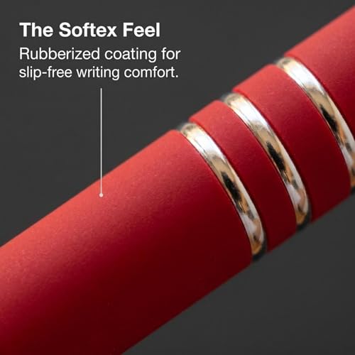 Ultima Softex Stylus Pen (5 Pack) – Soft‑Touch Rubberized Metal Pen with Touchscreen Stylus, Chrome Accents & Smooth Writing Cartridge – 5 Custom Engraved Promotional Pens - color: Dark Red