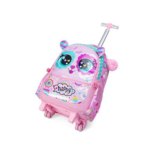 Rolling Backpack for Girls Backpacks with Wheels for Elementary Preschool Students Kids 2 in 1 Travel Luggage Carry on Suitcase for Girls Age 8-10 - color: Rose 01