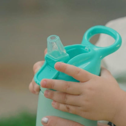 Nuby Thirsty Kids No Spill Flip-It Reflex Stainless Steel Travel Cup or Water Bottle - 10 Oz - 18+ Months - Aqua Mint - Back to School Essentials - size: 10.1 Ounces, style: Aqua