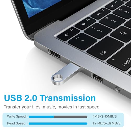 ABLAZE 1GB Flash Drive 2 Pack, Metal USB 2.0 Thumb Drives with Keychains USB Stick Pendrive (Sliver) - color: 2 Pack, size: 1GB