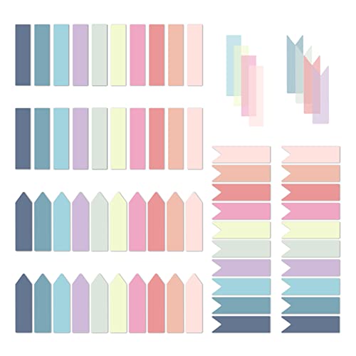 Temiary 1200 Pieces Transparent Sticky Index Tabs, Page Markers for Annotating, Translucent Morandi Arrow Flag Tab for Bookmarks Bible Tabs Notebook School Supplies - color: Morandi