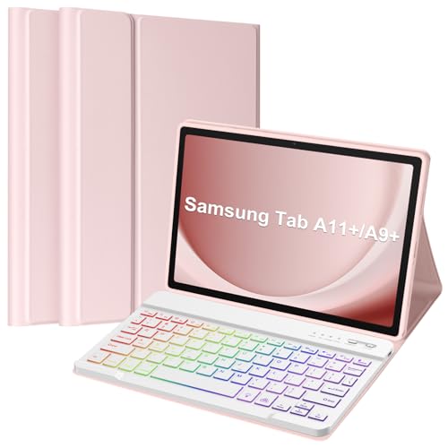 TaIYanG Samsung Tablet Keyboard Case for Tab A11/A9 Plus, Backlit Keyboard | Case Keyboard for Galaxy A11/A9 11inch, 7-Color Backlit Keys, Detachable Keyboard , Slim Lightweight, for School, Work, Pink - color: Pink