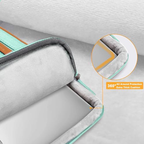 MOSISO 360 Protective Laptop Case 15 inch, 15 inch Laptop Sleeve Compatible with MacBook Air M4 M3 M2 2025 2024 2023, Dell XPS Plus, Side Open Carrying Case with 4 Zipper Pockets&Handle, Aqua Green - color: Aqua Green, size: 15 inch
