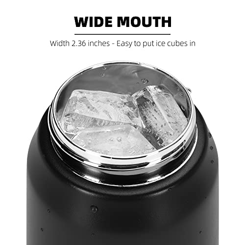 Fanhaw 24 oz Insulated Stainless Steel Water Bottle with Anti-Dust Chug Lid, Leakproof Vacuum Metal Everyday Use Bottle for Kids, Teens & Adults, Back to School Essentials (Black) - color: Black, style: 24 Ounces