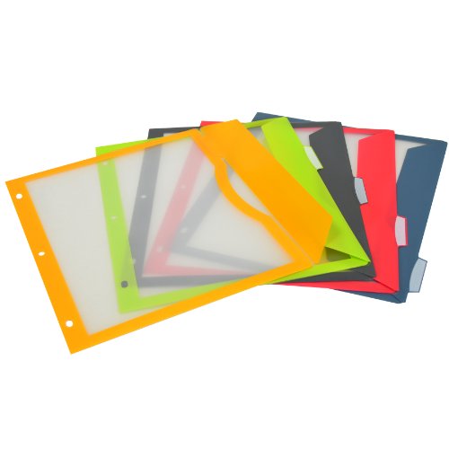 C-Line 5-Tab Binder Pockets with Write-On Index Tabs, Assorted Colors, 8.5 x 11 Inches, 5 Pockets per Set (06650) - size: 11.50" x 14.00" x 25.50"