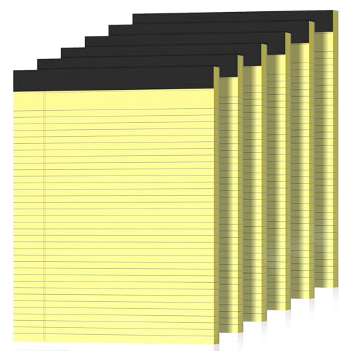 6 Pack Legal Pads 8.5" x 11" College Ruled Yellow Note Pads 8.5 x 11 Inch Micro-Perforated Notepad 300 Sheets in Total Lined Writing Paper Notebook for Office, School Supplies & To-Do Lists - size: 8.5 x 11 In - Yellow, style: 6 Pack